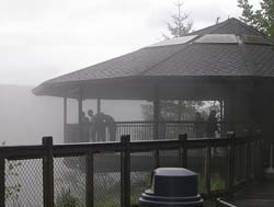 Observation platform built on the side of the cliff overlooking Snoqualmie Falls